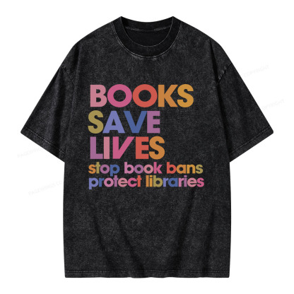 Pagewings Books Save Lives Unisex Washed T-shirt