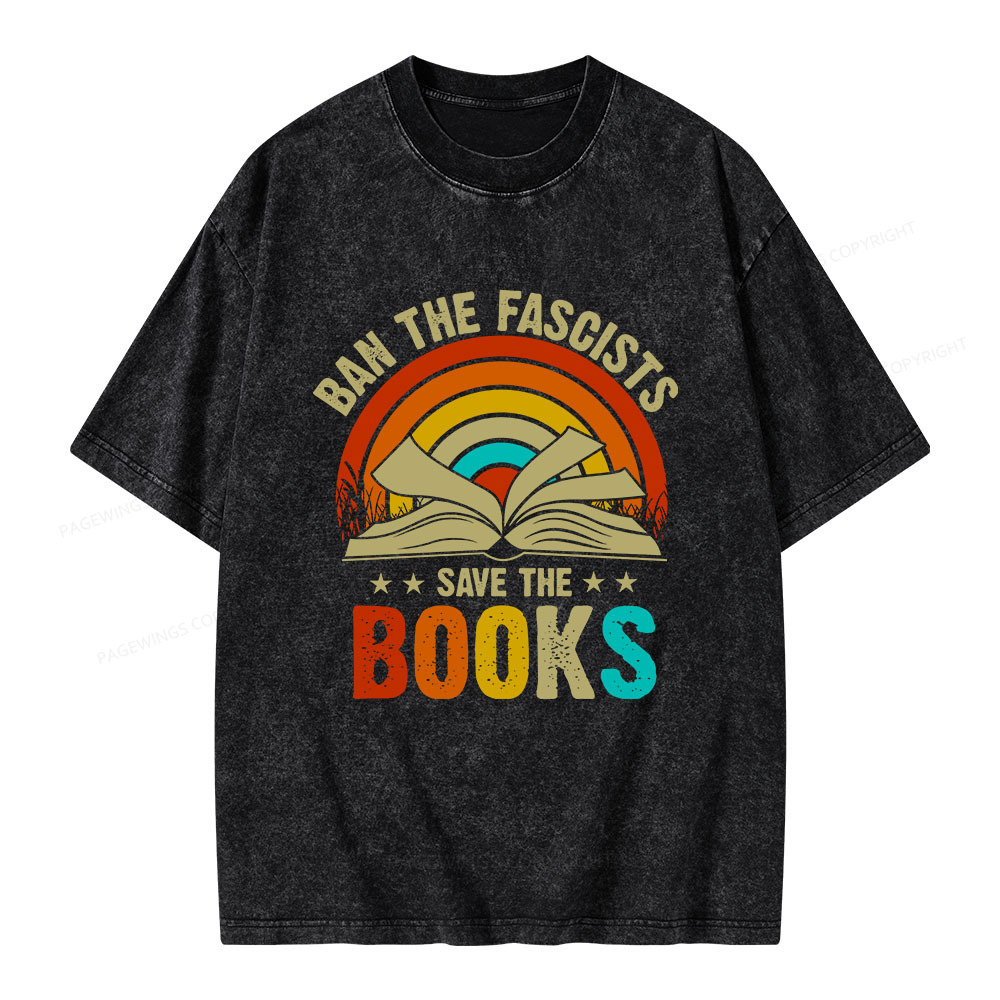 Pagewings Ban The Fascists Save The Books Unisex Washed T-shirt