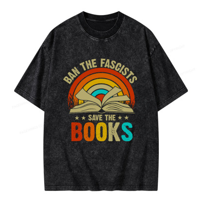 Pagewings Ban The Fascists Save The Books Unisex Washed T-shirt