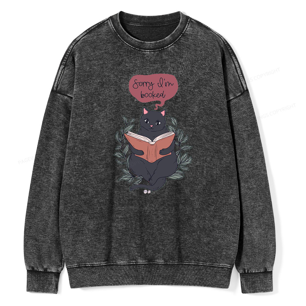 Pagewings Cats love reading books Unisex Washed Sweatshirt