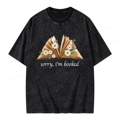 Pagewings Sorry I'm Booked Unisex Washed T-shirt