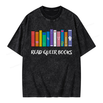 Pagewings Read Queer Books Unisex Washed T-shirt