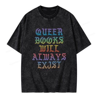 Pagewings Queer Books Will Always Exist Unisex Washed T-shirt