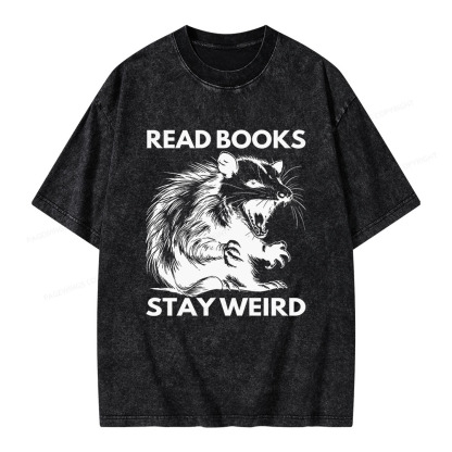 Pagewings Read Books Stay Weird Unisex Washed T-shirt