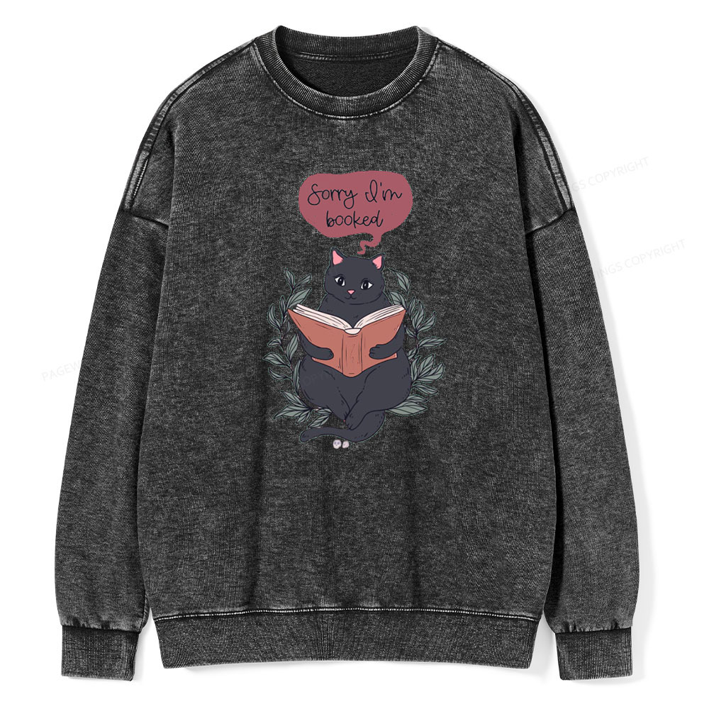 Pagewings Cats love reading books Unisex Washed Sweatshirt