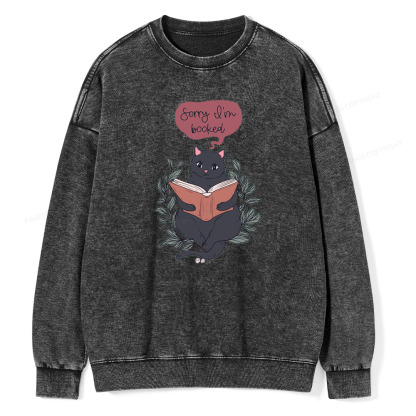 Pagewings Cats love reading books Unisex Washed Sweatshirt