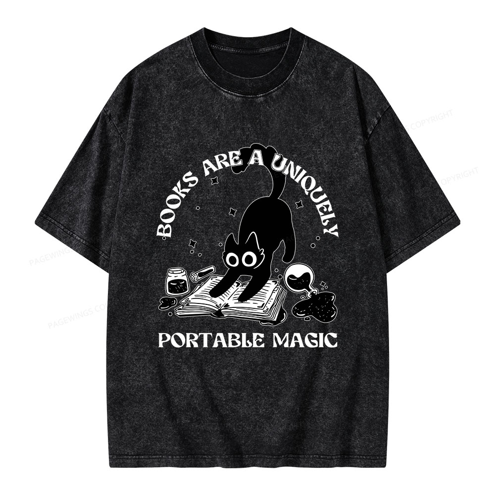 Pagewings Books Are Uniquely Portable Magic Unisex Washed T-shirt