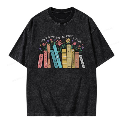 Pagewings It’s A Good Day To Read A Book Unisex Washed T-shirt
