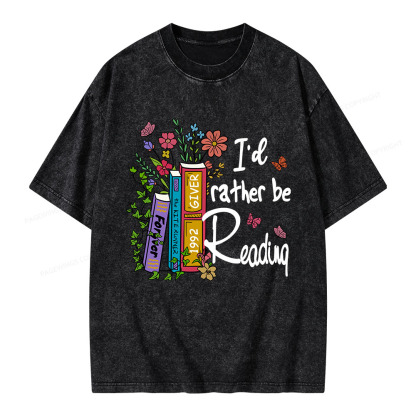 Pagewings I'd Rather Be Reading Unisex Washed T-shirt