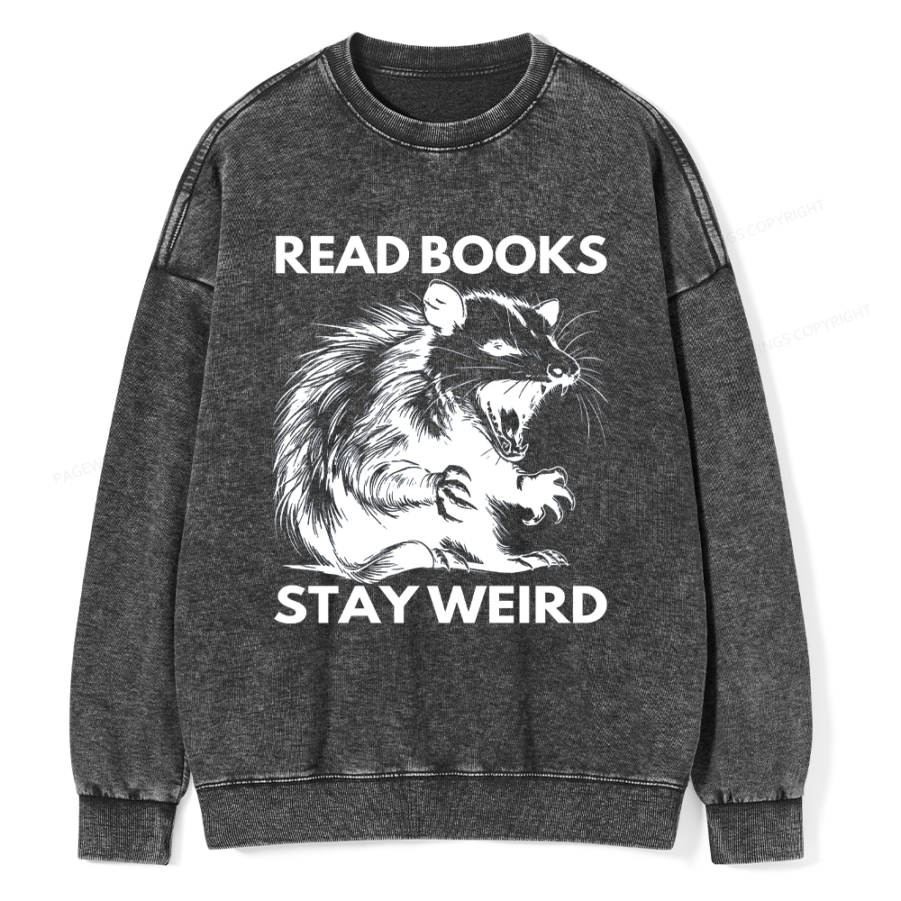 Pagewings Read Books Stay Weird Unisex Washed Sweatshirt