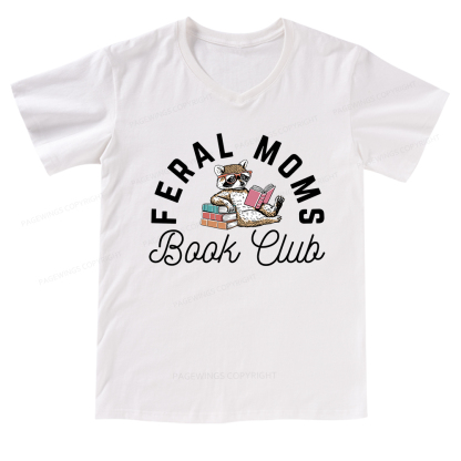 Pagewings Feral Moms Book Club V-neck T-shirt