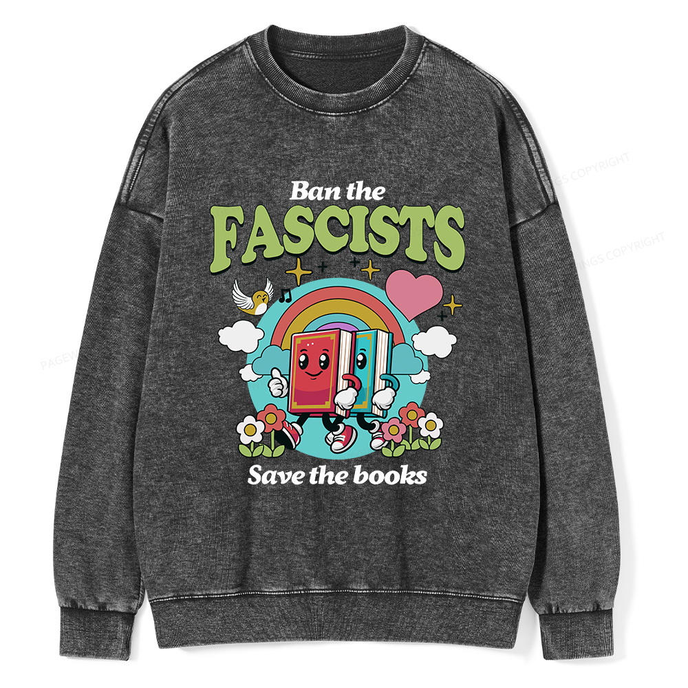 Pagewings Ban the Fascists Save the Books Unisex Washed Sweatshirt