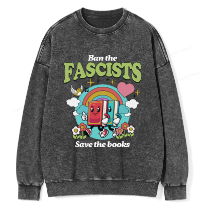 Pagewings Ban the Fascists Save the Books Unisex Washed Sweatshirt
