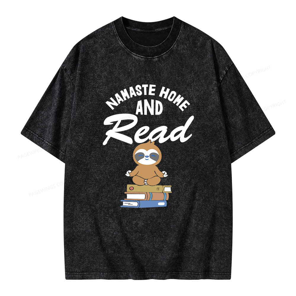 Pagewings Namaste Home And Read Unisex Washed T-shirt