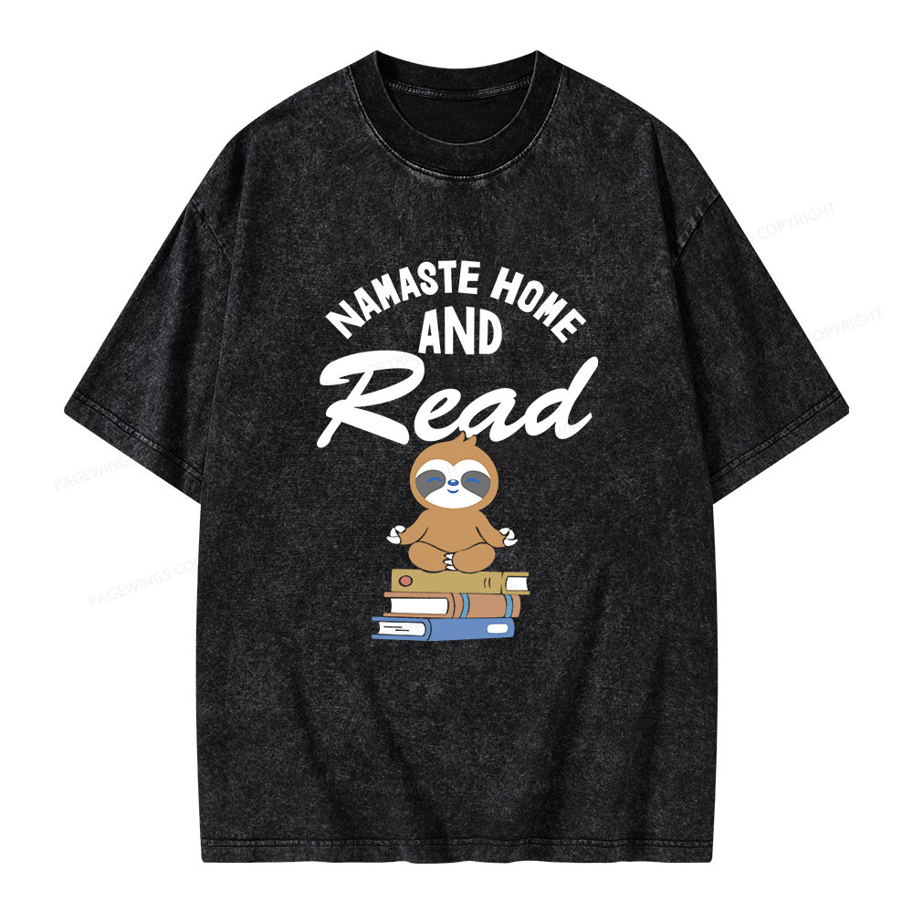 Pagewings Namaste Home And Read Unisex Washed T-shirt