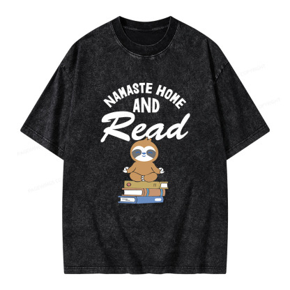 Pagewings Namaste Home And Read Unisex Washed T-shirt