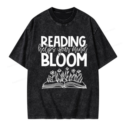 Pagewings Reading Helps Your Mind Bloom Unisex Washed T-shirt