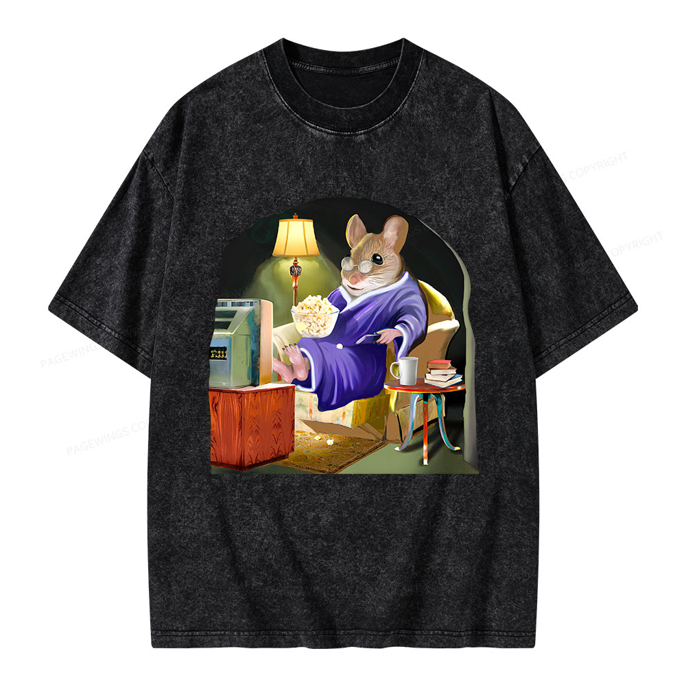 Pagewings Leisurely Mouse Unisex Washed T-shirt