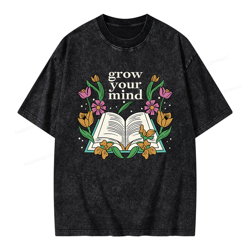 Pagewings Grow Your Mind Unisex Washed T-shirt