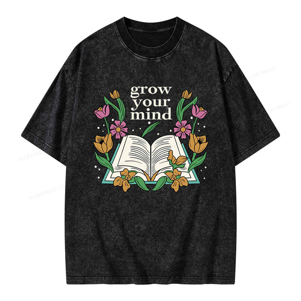 Pagewings Grow Your Mind Unisex Washed T-shirt