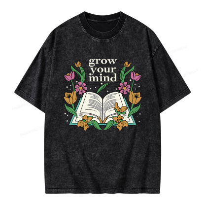 Pagewings Grow Your Mind Unisex Washed T-shirt