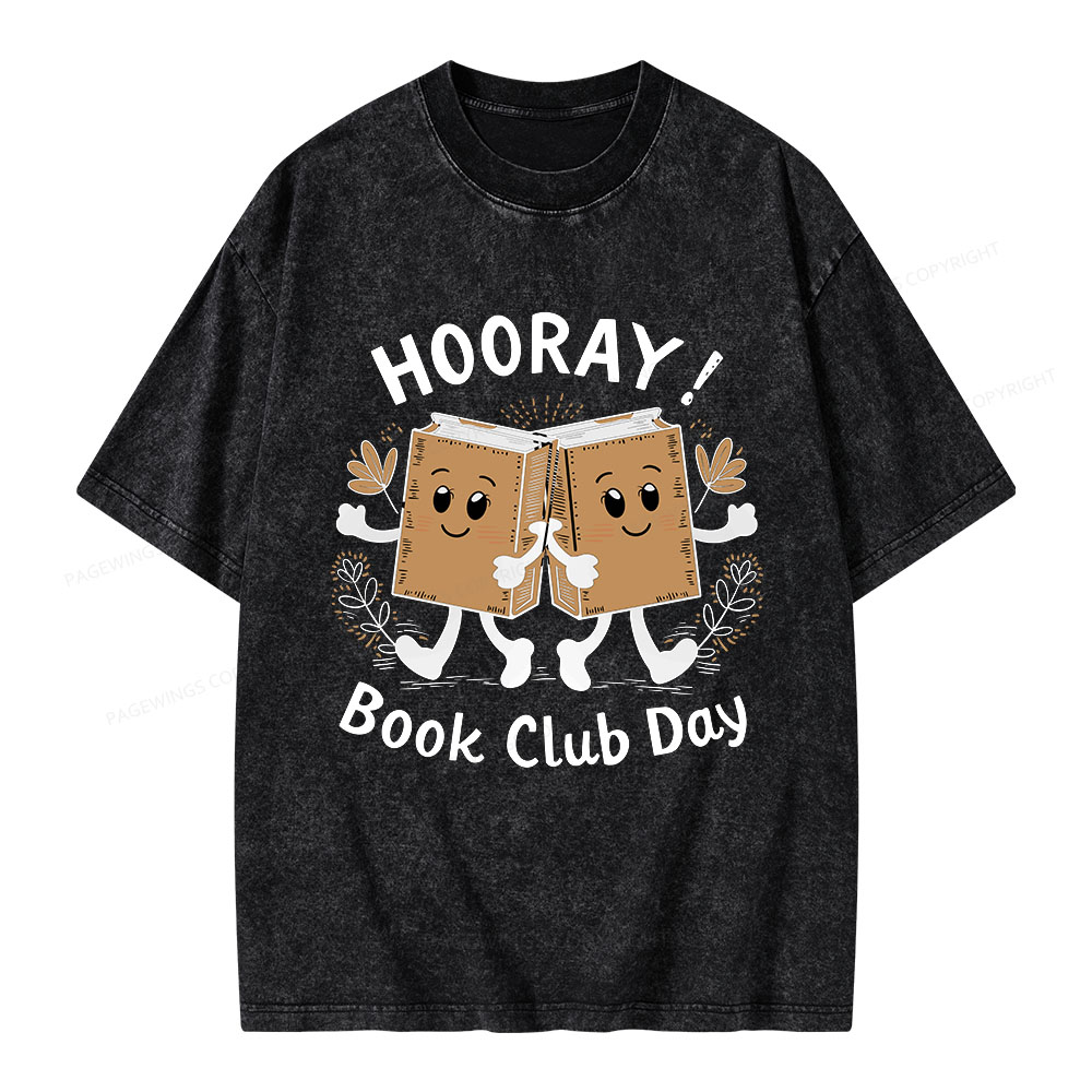 Pagewings Hooray Book Club Day Unisex Washed T-shirt