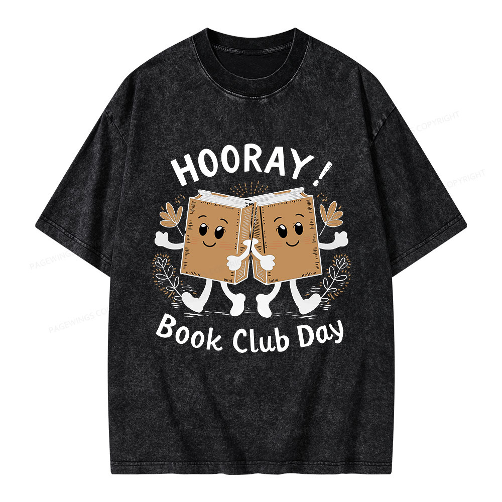 Pagewings Hooray Book Club Day Unisex Washed T-shirt