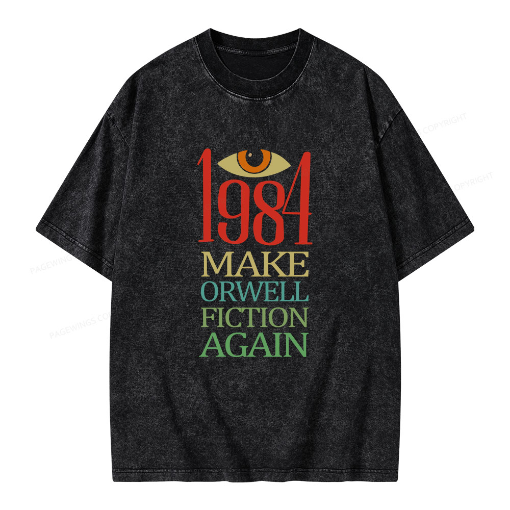 Pagewings Make Orwell Fiction Again  Unisex Washed T-shirt