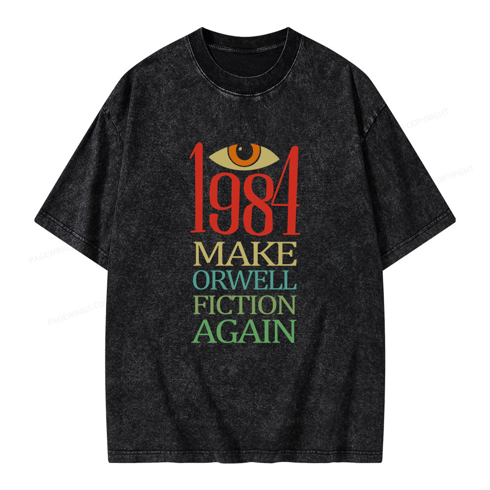 Pagewings Make Orwell Fiction Again  Unisex Washed T-shirt