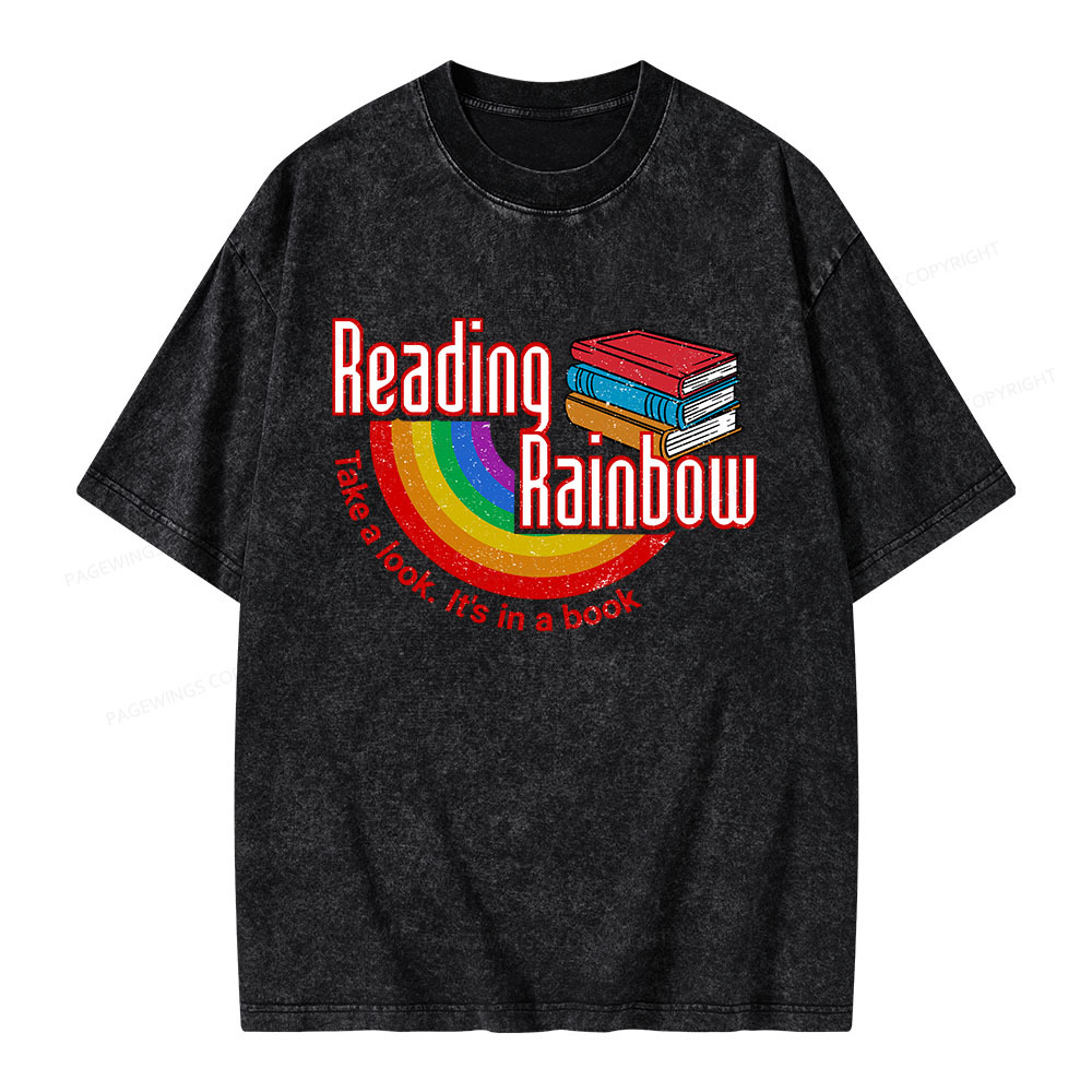 Pagewings Reading Rainbow Unisex Washed T-shirt
