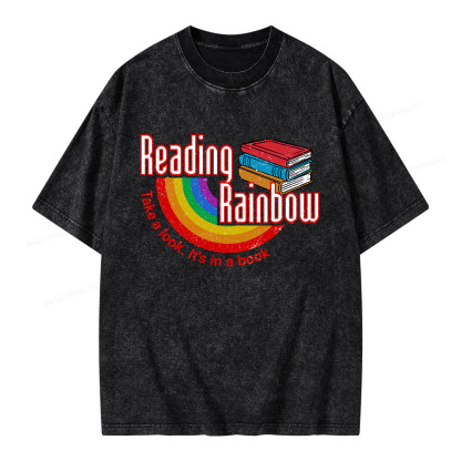 Pagewings Reading Rainbow Unisex Washed T-shirt