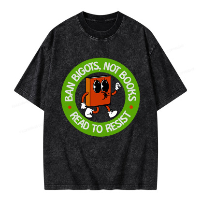Pagewings Ban Bigots Not Books Read To Resist Unisex Washed T-shirt