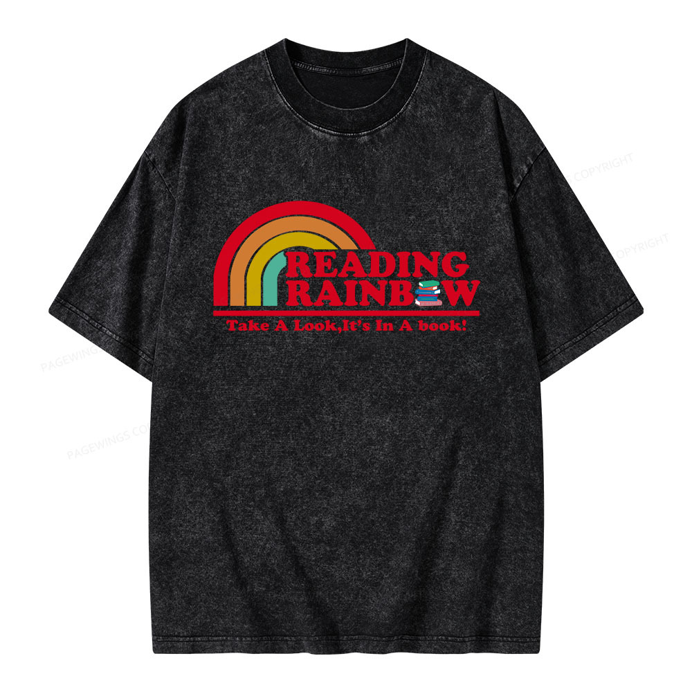 Pagewings Reading Rainbow Unisex Washed T-shirt