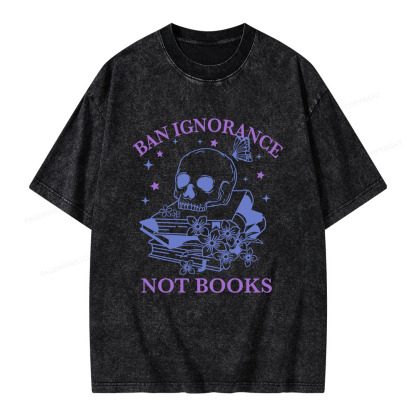 Pagewings Ban Ignorance Not Books Unisex Washed T-shirt