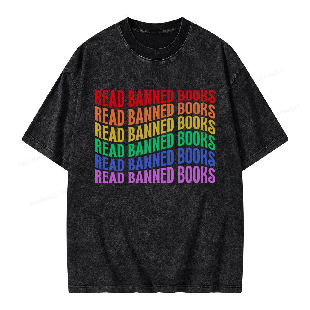 Pagewings Read Banned Books Unisex Washed T-shirt
