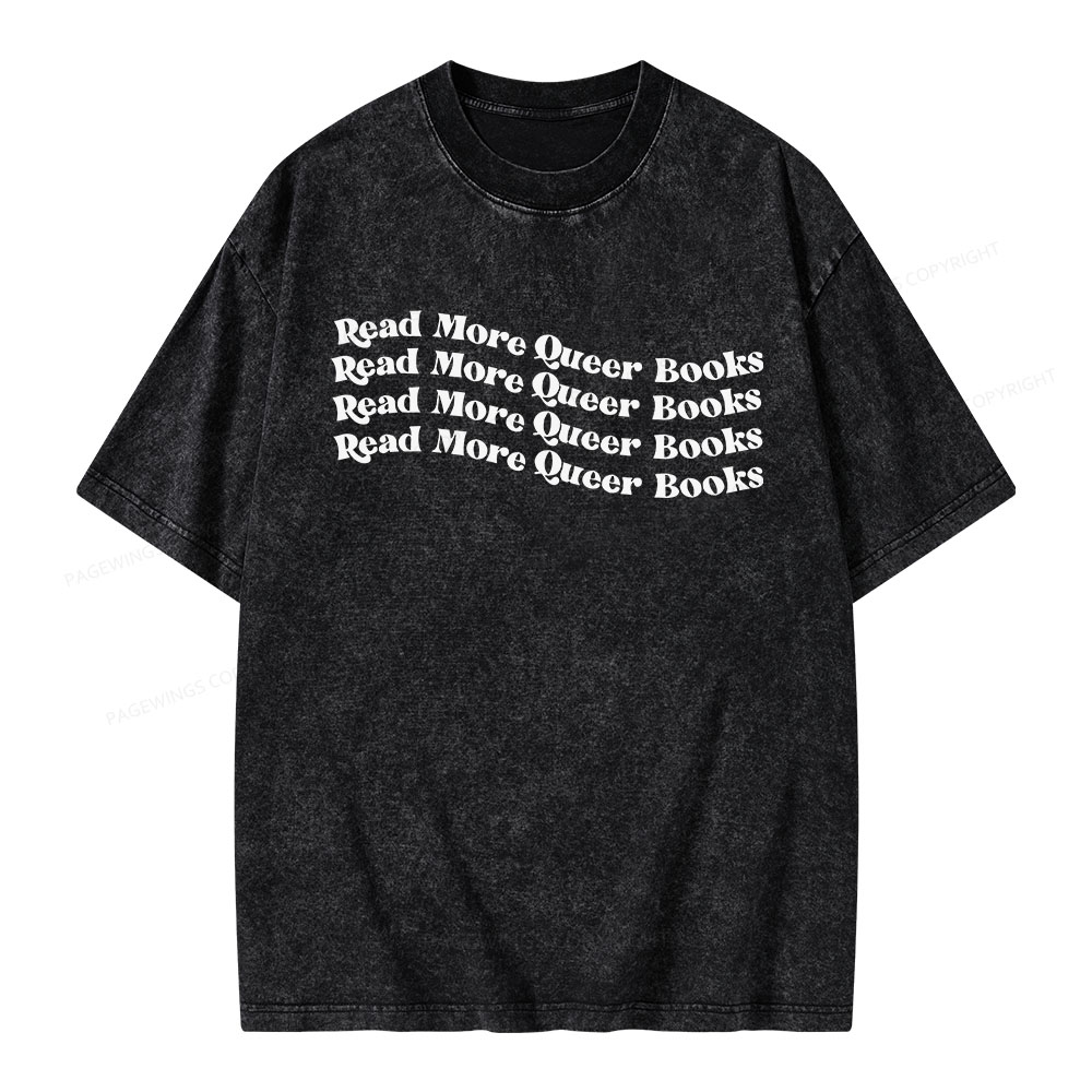 Pagewings Read More Queer Books Unisex Washed T-shirt