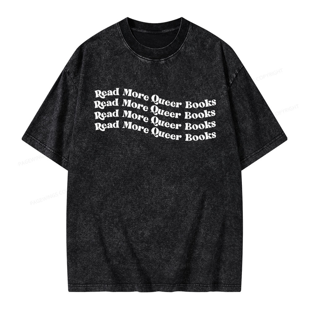 Pagewings Read More Queer Books Unisex Washed T-shirt