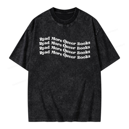 Pagewings Read More Queer Books Unisex Washed T-shirt