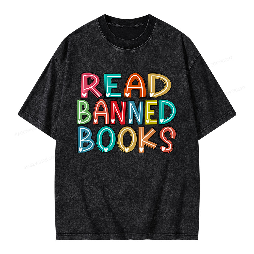 Pagewings Read Banned Books Unisex Washed T-shirt