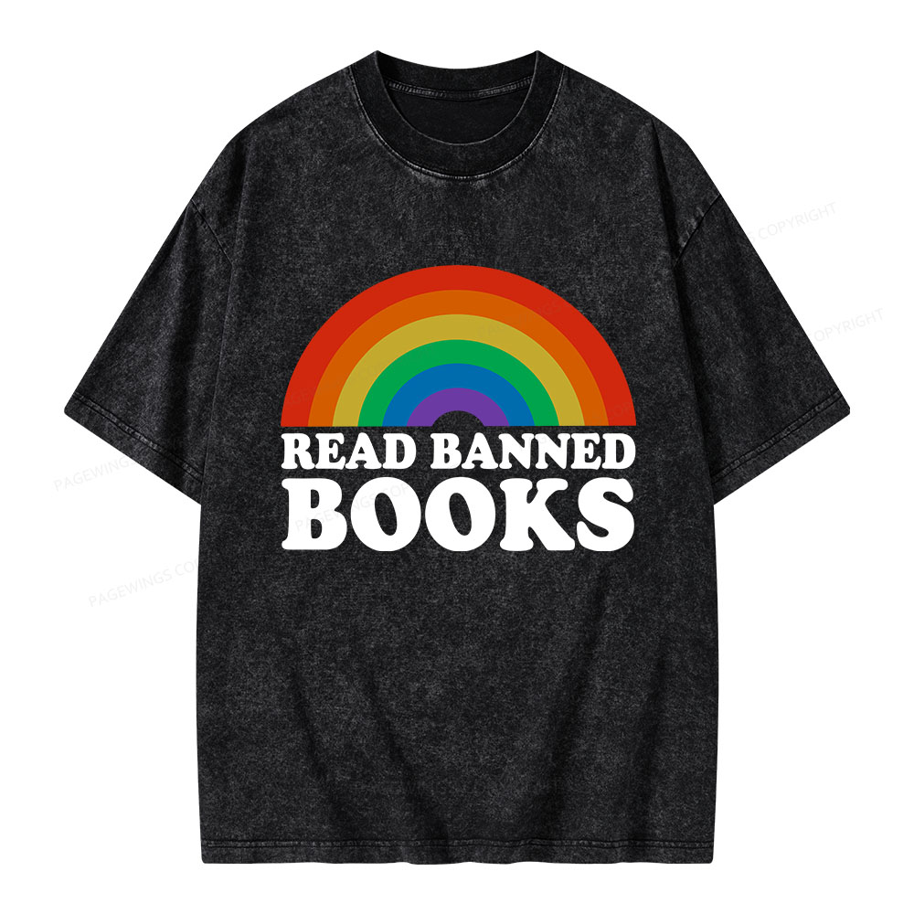 Pagewings Read Banned Books Unisex Washed T-shirt