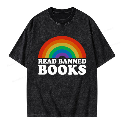 Pagewings Read Banned Books Unisex Washed T-shirt