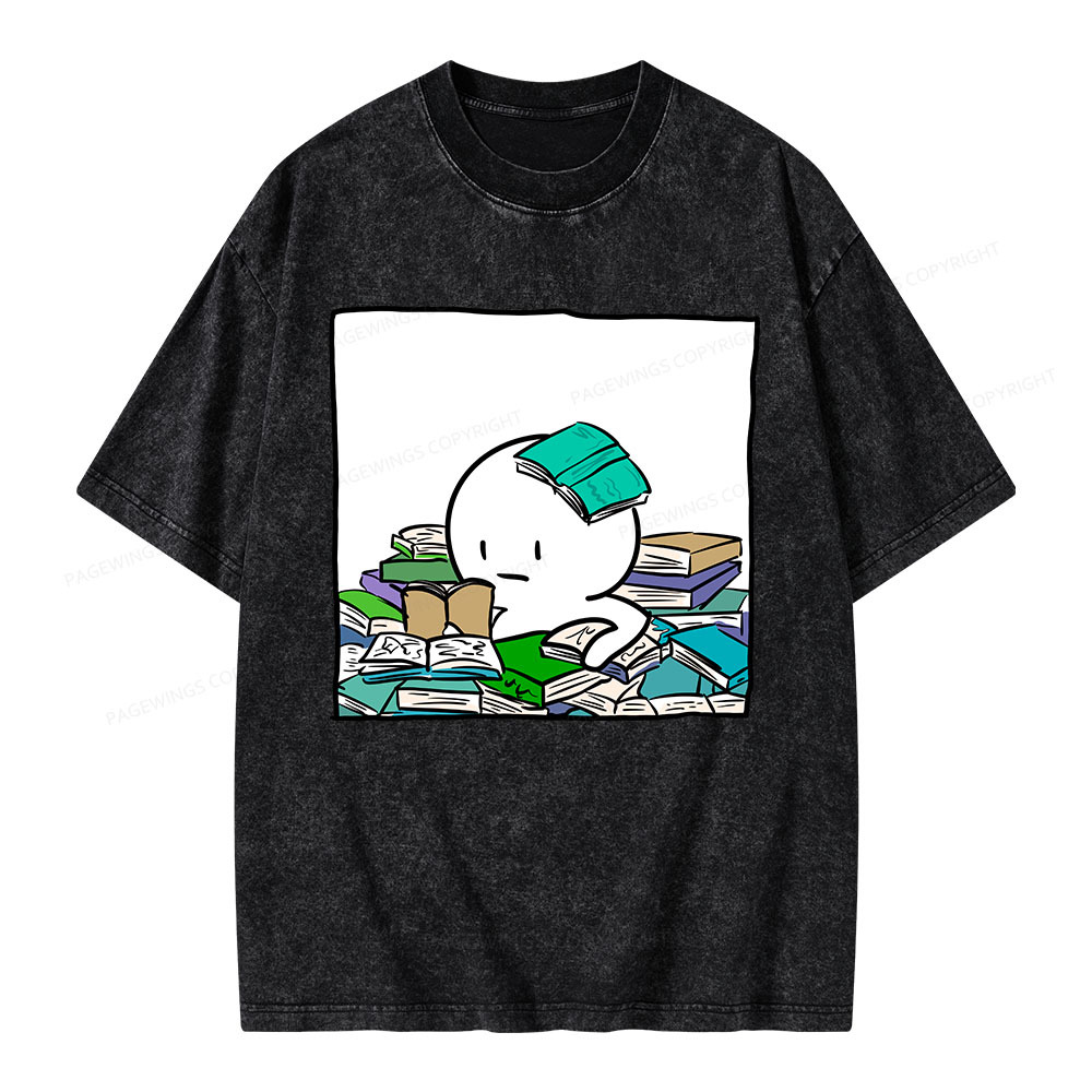 Pagewings Drowning In Books But Loving Every Moment Unisex Washed T-shirt