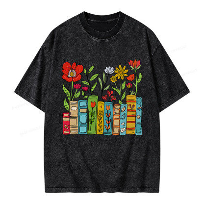 Pagewings Books Blooming Like Flowers In The Mind Unisex Washed T-shirt