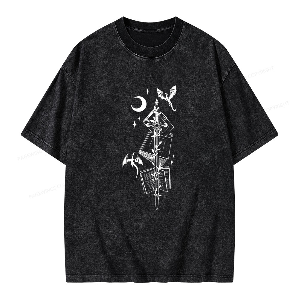 Pagewings Book Dragons Unisex Washed T-shirt