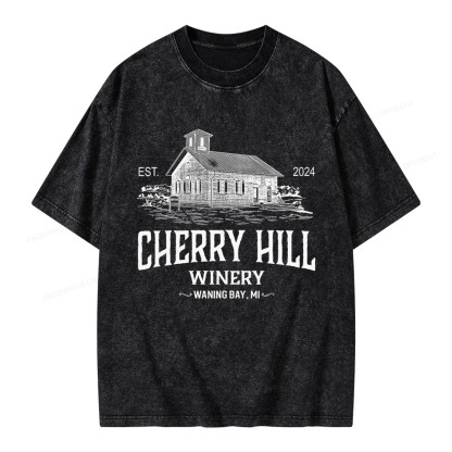 Pagewings Cherry Hill Winery Unisex Washed T-shirt