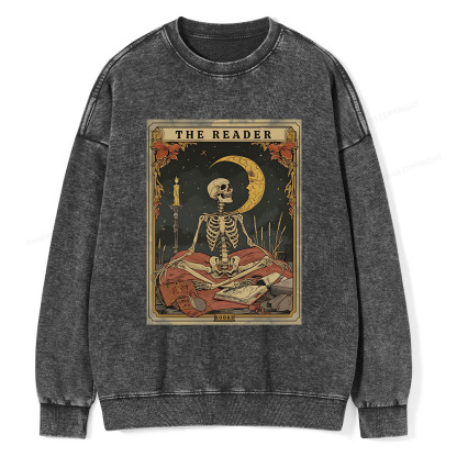 Pagewings The Reader Tarot Card Unisex Washed Sweatshirt