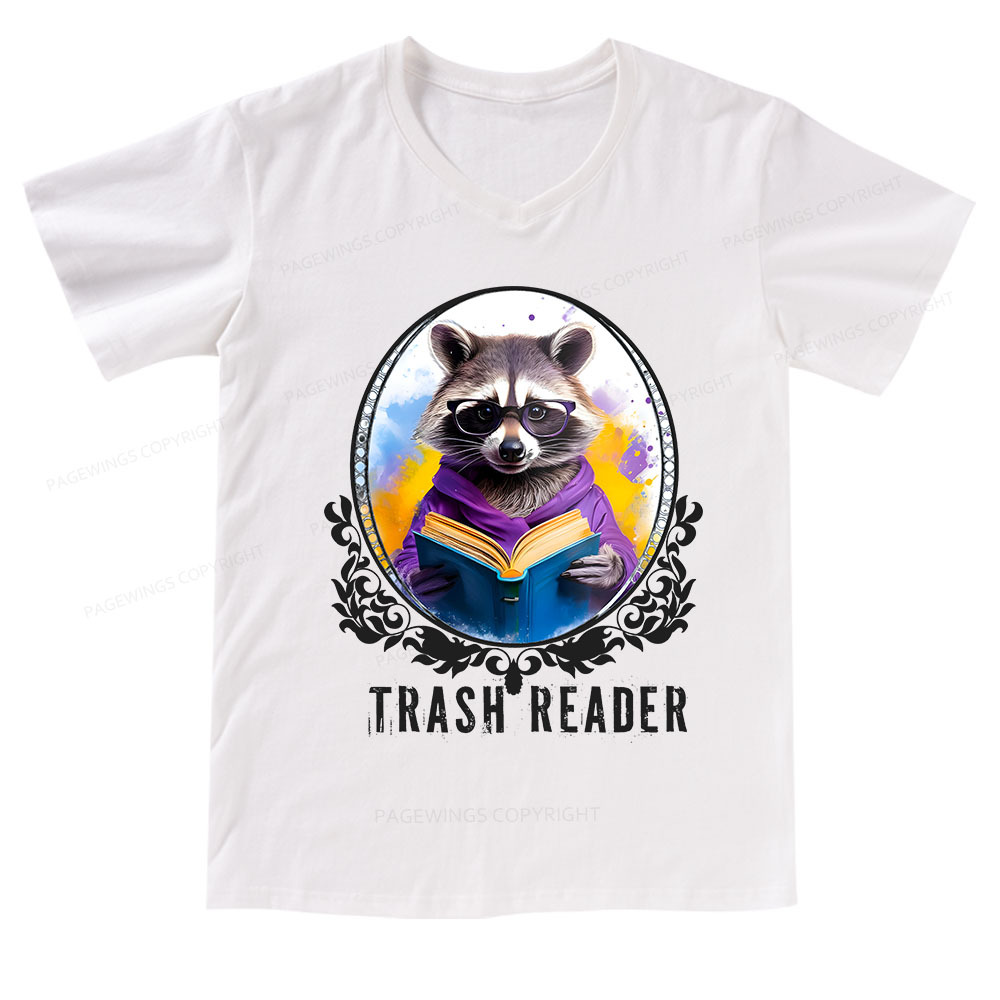 Pagewings Trash Reader V-neck T-shirt