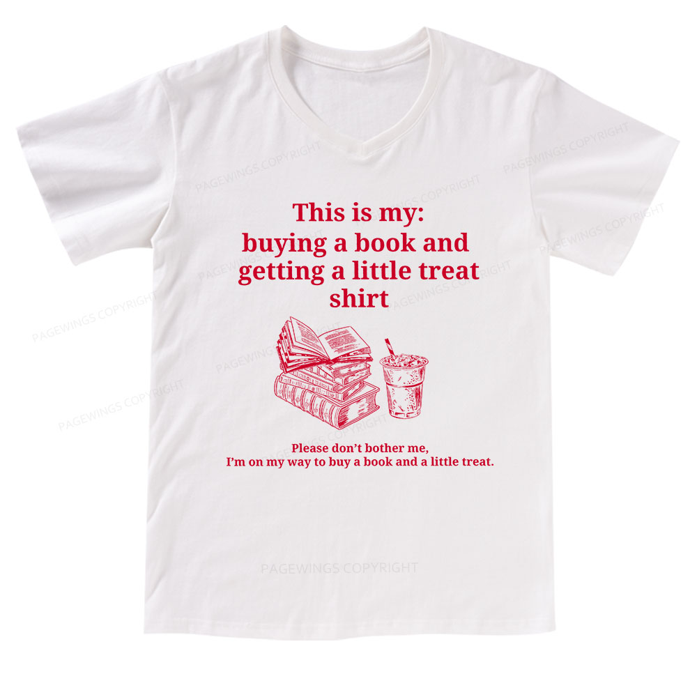 Pagewings Buying A Book And Getting A Little Treat V-neck T-shirt