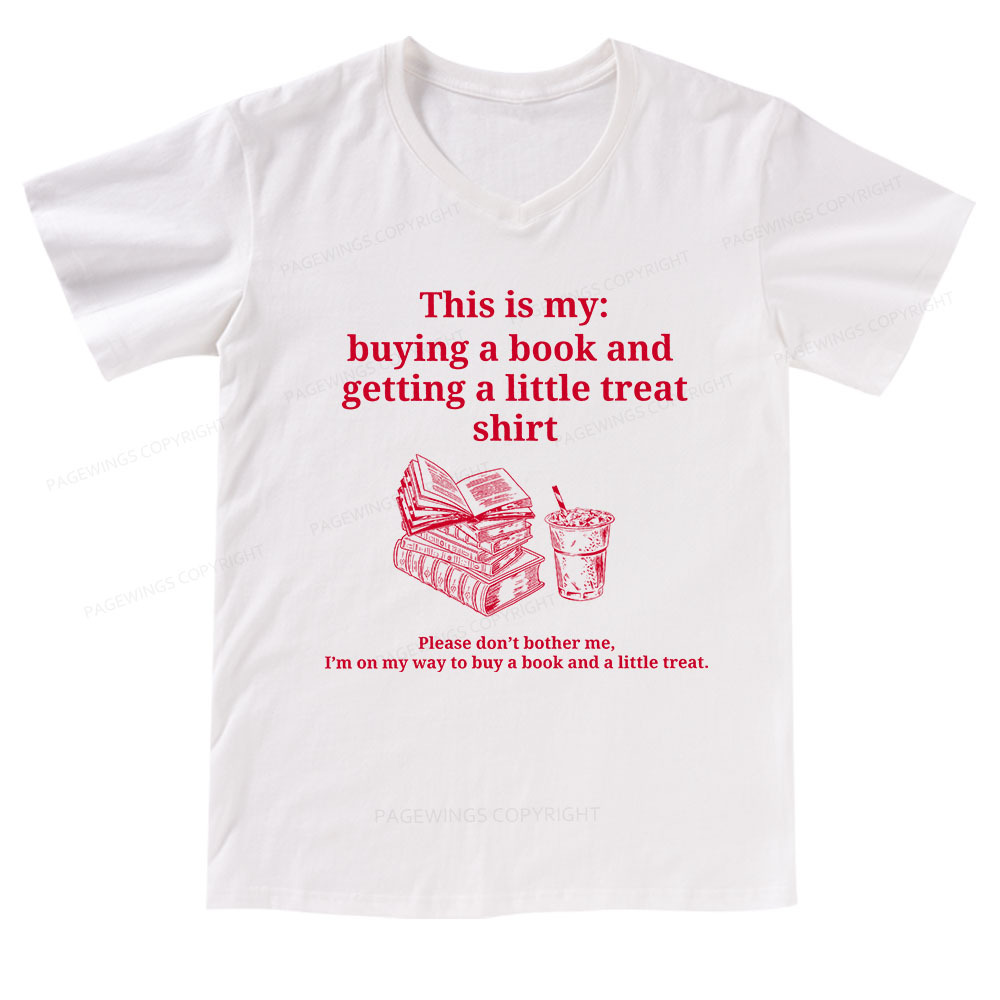 Pagewings Buying A Book And Getting A Little Treat V-neck T-shirt
