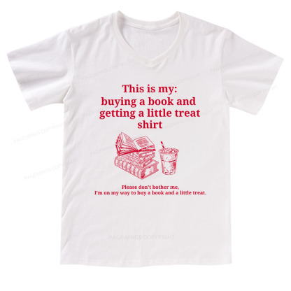 Pagewings Buying A Book And Getting A Little Treat V-neck T-shirt